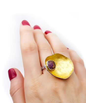sterling silver ring with gold